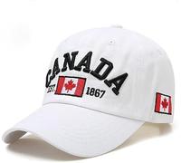 Gorra de béisbol Canada Unisex - 100% Algodón - Hoja de Arce Bordada - Ajustable - Gorra Deportiva y Ocio para Hombre y Mujer, blanco, M