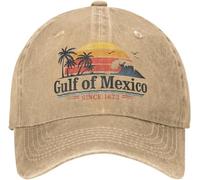 Gorra de béisbol clásica Golfo de México Desde 1672 Retro Beach Retro Distressed Washed Headwear para Hombres Mujeres Sombrero Suave de Verano al Aire Libre Regalo