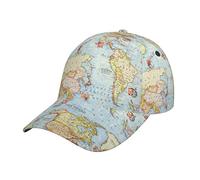 Gorra de béisbol colorida con diseño de loros en el árbol, para hombres y mujeres, sombrero deportivo versátil lavado para papá con agujero para cola de caballo, Mapamundi, talla nica