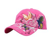 Gorra de béisbol con bordado de mariposa para mujer, gorra de béisbol a la moda, visera de malla trasera, rosa, Talla única