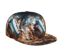Gorra de béisbol con diseño de rugby on fire y elegante de ala plana, ropa y accesorios, adecuada tanto para hombres como para mujeres, deportes de viaje, color negro