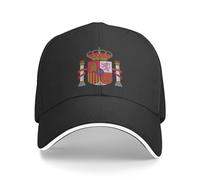 Gorra de béisbol con emblema nacional de España, escudo de armas de España, gorra de béisbol para mujeres y hombres, gorra ajustable, Negro -, Talla única