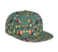 Gorra de béisbol con estampado Atlas de insectos, ala plana, adecuada para actividades al aire libre como viajes, senderismo y pesca, color negro