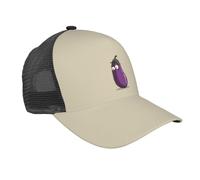 Gorra de béisbol con estampado de berenjena de dibujos animados y parte tra