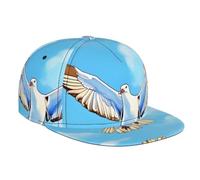 Gorra de béisbol con estampado de gaviotas en vuelo, sombrero de ala plana ajustable, sombrero de sol para deportes al aire libre, negro