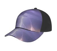 Gorra de béisbol con estampado de tormenta de relámpago para hombres y mujeres, gorra ajustable para correr, perfecta para vacaciones en la playa, deportes al aire libre, color negro