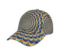 Gorra de béisbol con estampado GIF de ilusión óptica en espiral, patrones ricos, visera curvada, ligera, de sarga ajustable, sombrero de calle moderno, color negro