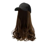 Gorra de béisbol con extensión de pelo, peluca de pelo sintético, gorra de béisbol con pelo fijo, rollo de pera, rizado, rizado, ajustable, ondulado, rizado, con gorra Snapback para hombre (C, talla
