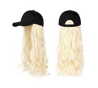 Gorra de Béisbol con Extensiones de Cabello Peluca sintética ondulada larga Gorra de béisbol con extensiones de cabello Sombrero Pelucas Peluca de conexión natural ajustable for mujeres Peluca de Somb