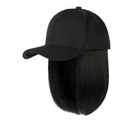 Gorra de béisbol con extensiones de pelo, lacio, corto, estilo Bob, peluca extraíble, para mujer, niña, rubio ceniza, mezcla de decoloración, gorras para mujer, a, Talla única