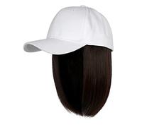 Gorra de béisbol con extensiones de pelo, lacio, corto, estilo Bob, peluca extraíble, para mujer, niña, rubio ceniza, mezcla de decoloración, gorras para mujer, e, Talla única