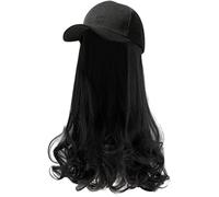 Gorra de béisbol con extensiones de pelo sintético, peluca de béisbol con pelo adjunto, pelo largo, rizado, ondulado, ajustable, peluca con gorra de béisbol, peluca A