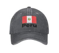 Gorra De Béisbol con Visera para Verano con Estampado De Perú Bandera De Denim Lavado Ajustable Y Transpirable Ideal para Deportes Al Aire Libre Partido De Fútbol