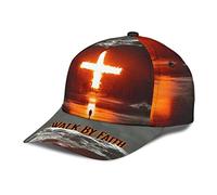 Gorra De Béisbol Cristianismo Dios Jesús Caminar por Fe Fuego Gorra De Táctico Mujer Casual Unisex Sombreros, para Exterior, Senderismo, Deporte, 57-60cm