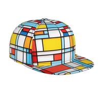 Gorra de béisbol de ala plana con estampado de cajas no coincidentes, tamaño ajustable, para senderismo al aire libre y camping, resistente al viento, casual, color negro
