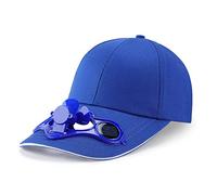 Gorra de béisbol de algodón de perfil bajo, color sólido, protector solar, para deportes al aire libre, ventilador de refrigeración con energía solar para camionero y papá, azul, Talla única