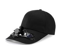 Gorra de béisbol de algodón de perfil bajo, color sólido, protector solar, para deportes al aire libre, ventilador de refrigeración con energía solar para camionero y papá, Negro, Talla única