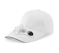Gorra de béisbol de algodón de perfil bajo, color sólido, protector solar, para deportes al aire libre, ventilador de refrigeración con energía solar para camionero y papá, blanco, Talla única