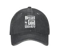 Gorra de béisbol de algodón Fresco bendecida por Dios Desde 1977 Regalo de cumpleaños para Mujeres y Hombres Gorra de papá Ajustable Personalizada para Adultos de Verano de algodón