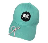 Gorra de béisbol de algodón suave para mujer, con detalle de lazo bordado, ligero, color verde, con lazos de amor, adornados con menta, verde, Flowers