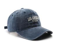 Gorra de béisbol de algodón Vintage de Los Ángeles, Unisex, Sombrero de papá, Sombrero de Sol para Hombres y Mujeres, Azul, Medium/Large