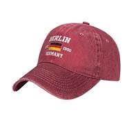 Gorra de béisbol de Berlín de Berlín, color rojo lavado, para hombre, unisex, para mujer, #1050, M/talla única