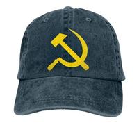 Gorra de béisbol de Color sólido Ajustable, Martillo y Hoz, algodón Lavado Comunismo Marxismo, Socialismo, Gorra Deportiva CCCP, Pico(Navy)