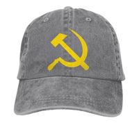 Gorra de béisbol de Color sólido Ajustable, Martillo y Hoz, algodón Lavado Comunismo Marxismo, Socialismo, Gorra Deportiva CCCP, Pico(Gray)