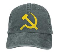 Gorra de béisbol de Color sólido Ajustable, Martillo y Hoz, algodón Lavado Comunismo Marxismo, Socialismo, Gorra Deportiva CCCP, Pico(Charcoal)