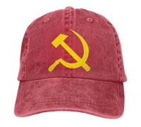 Gorra de béisbol de Color sólido Ajustable, Martillo y Hoz, algodón Lavado Comunismo Marxismo, Socialismo, Gorra Deportiva CCCP, Pico(Red)