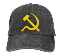 Gorra de béisbol de Color sólido Ajustable, Martillo y Hoz, algodón Lavado Comunismo Marxismo, Socialismo, Gorra Deportiva CCCP, Gorras(Black)