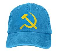 Gorra de béisbol de Color sólido Ajustable, Martillo y Hoz, algodón Lavado Comunismo Marxismo, Socialismo, Gorra Deportiva CCCP, Sombra(Blue)