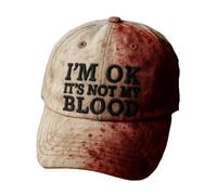 Gorra de béisbol de Halloween, sombrero de béisbol, I'm Ok, It's Not My Blood Caps Halloween Unisex Horror Hat, Mujer Hombre Unisex Gorra de Halloween (DE/NL/SE/PL, alfanumérica, Talla única, Caqui)