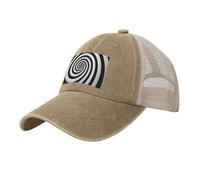 Gorra de béisbol de malla de vaquero con estampado GIF de ilusión óptica en espiral, ajustable, transpirable, para uso diario al aire libre, camping, viajes, natural, Talla única
