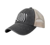 Gorra de béisbol de malla de vaquero con estampado GIF de ilusión óptica en espiral, ajustable, transpirable, para uso diario al aire libre, camping, viajes, Negro, Talla única