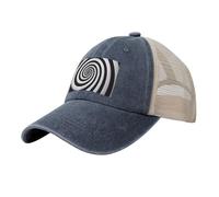 Gorra de béisbol de malla de vaquero con estampado GIF de ilusión óptica en espiral, ajustable, transpirable, para uso diario al aire libre, camping, viajes, azul marino, Talla única