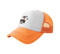 Gorra de béisbol de malla estampada negra con diseño de perro de juguete, gorra de camionero transpirable, adecuada para pesca y senderismo, Anaranjado, One Size-Large