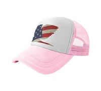 Gorra de béisbol de malla negra con estampado de águila americana y bandera, gorra deportiva ajustable, adecuada para viajes y pesca, rosa, Talla única