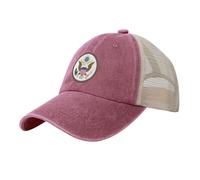 Gorra de béisbol de malla respirante con decoración de los Estados Unidos de América Emblemática Tejido de Denim Lavado, Sombrero Trucker Ajustable, Protección Solar de Verano., rojo, Talla única