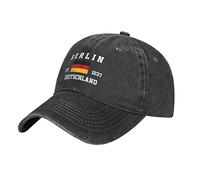 Gorra de béisbol de mezclilla lavada con bandera de Berlín Alemania para hombre, gorra de algodón vintage negra unisex para papá, #348, M/talla única