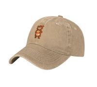 Gorra de béisbol de mezclilla lavada negra YYHWHJDE Little Brown Bear Holding Caqui Estampados Gorra de algodón ajustable para hombres y mujeres