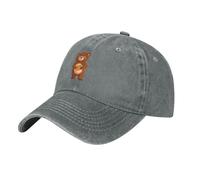 Gorra de béisbol de mezclilla lavada negra YYHWHJDE Little Brown Bear Holding Caqui Estampados Gorra de algodón ajustable para hombres y mujeres
