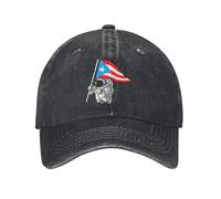 Gorra de béisbol de Recuerdo de la Bandera Boricua en la Luna de Puerto Rico Vintage Denim Desgastado Ropa para la cabezaUnisex Activities Gorra de Regalo