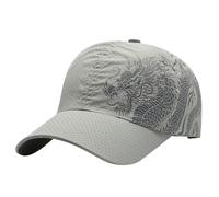 Gorra de béisbol de secado rápido con estampado de dragón para exteriores, para puertas de coche, ventanas, viseras, gris, Talla única