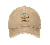 Gorra de béisbol de Trucha arcoíris marrón Triada Unisex Envejecida Broche de depresión Lavada Pesca con Mosca Carrera al Aire Libre Gorra de Golf