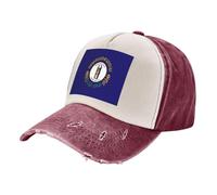 Gorra de béisbol de verano con estampado de la bandera del estado de Kentucky, gorra de béisbol lavada, gorra deportiva de algodón ajustable para actividades al aire libre, Rojo Oscuro, talla nica