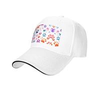 Gorra de béisbol estampada con huellas de animales, ajustable, adecuada para deportes al aire libre, ocio, fitness y viajes, color negro, Blanco, talla única