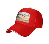 Gorra de béisbol estampada Sand Dunes on the Coast, ajustable, adecuada para deportes al aire libre, ocio, fitness y viajes, color negro, Rojo, talla única