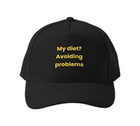Gorra de béisbol Frase Divertida: Mi Dieta Evita Problemas. Gorra Suave de 5 Paneles para IR en Bicicleta al Trabajo, Ligera para Uso Diario.