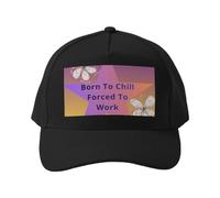Gorra de béisbol Frase Divertida sobre el Trabajo: Nacido para Relajarse, Obligado a Trabajar. Gorra de algodón Ajustable para Acampar.